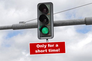 Green traffic light: Only for a short time